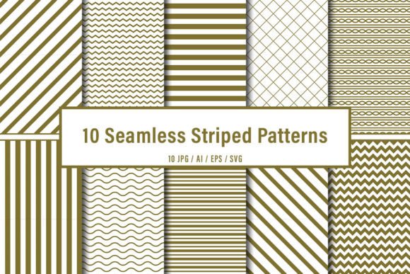 10 Seamless Dark Green Striped Patterns