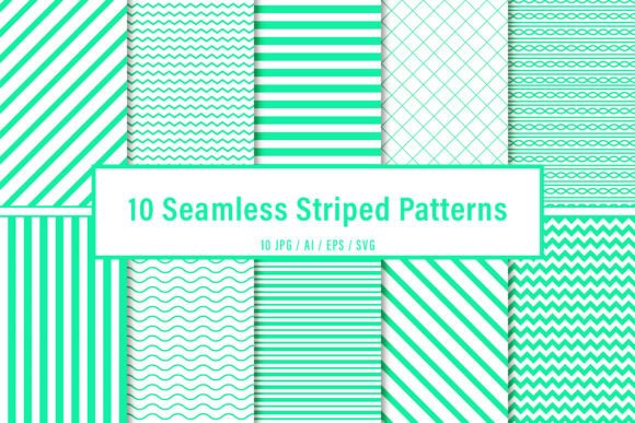 10 Seamless Light Green Striped Patterns
