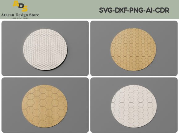 18-Inch Round Laser Cut Templates with Honeycomb Patterns: Universal Vector Files for Crafters, Makers & Designers