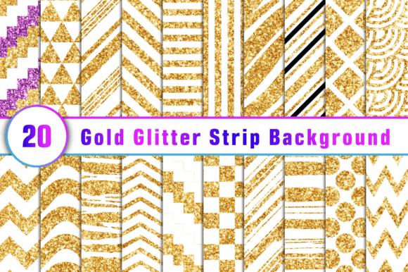 20 White and Gold Glitter Patterns