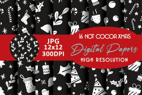 Black and White Cocoa Christmas Patterns