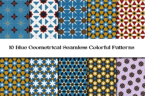 Blue Geometrical Seamless Colorful Patterns Vol 6