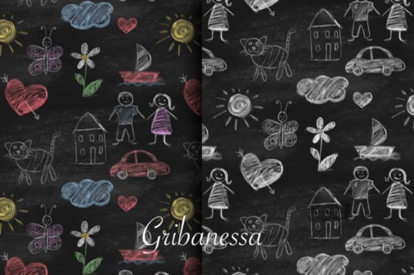 Chalk Drawing Seamless Patterns