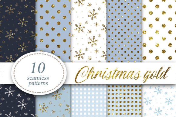Christmas Seamless Patterns Gold Snow