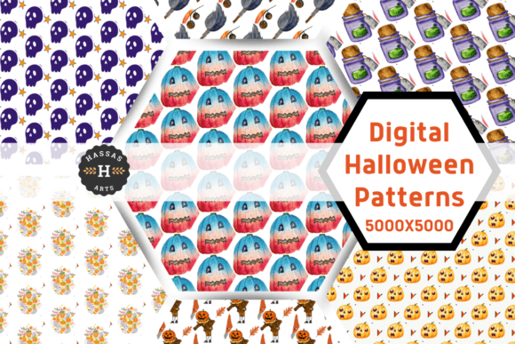 Halloween Digital Patterns 17: Geometric Magic for Seasonal Creativity