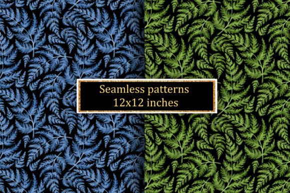 Leaves on Black. Seamless Patterns