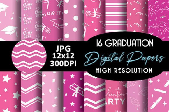 Pink Graduation Digital Papers Patterns