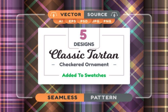Set 5 Tartan Halloween Seamless Patterns: High-Quality, Scalable Design Resources for Creators