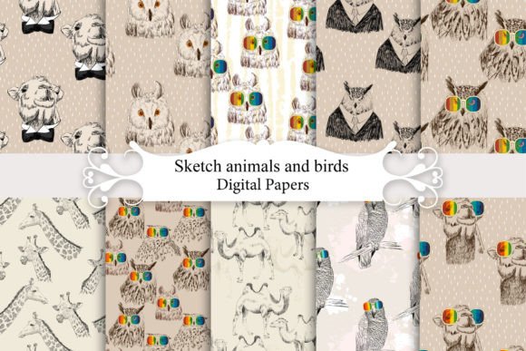 Sketch Animals Seamless Patterns